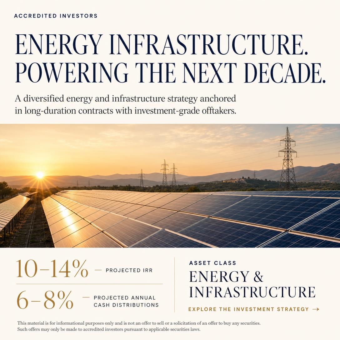 Energy infrastructure accredited investor ad creative